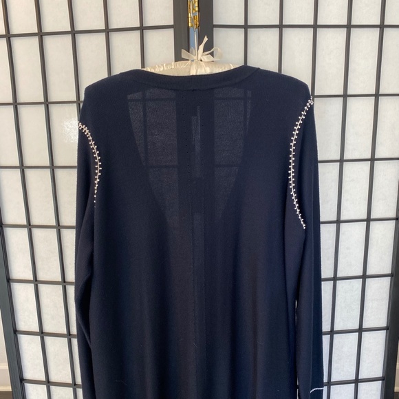 St. John Blue Hand Beaded Long Cardigan - Picture 5 of 8